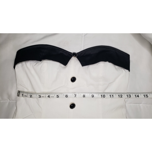 White & black buttons lace strapless dress - Picture 6 of 9